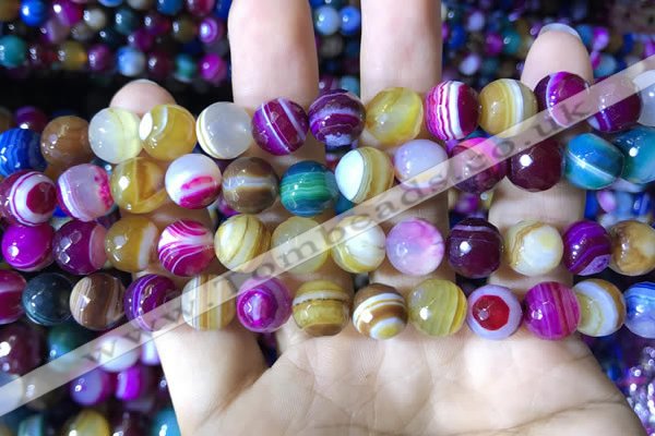 CAA2296 15.5 inches 12mm faceted round banded agate beads