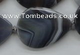 CAA237 15.5 inches 30*40mm flat teardrop grey line agate beads