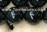 CAA2407 15.5 inches 14mm round black agate beads wholesale