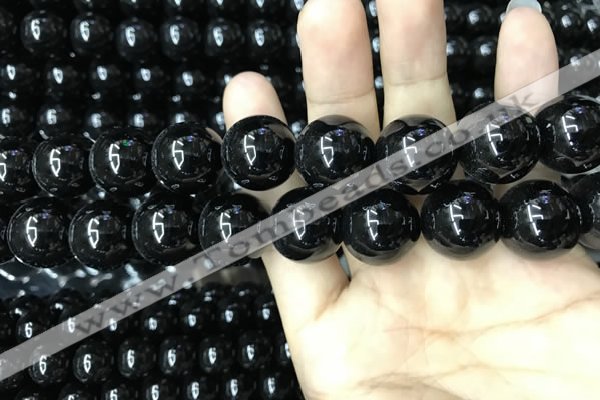 CAA2410 15.5 inches 20mm round black agate beads wholesale