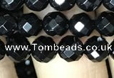 CAA2416 15.5 inches 6mm faceted round black agate beads wholesale