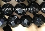 CAA2417 15.5 inches 8mm faceted round black agate beads wholesale