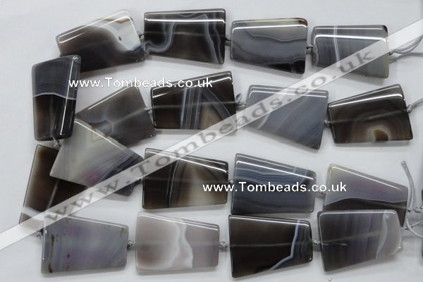 CAA242 15.5 inches 30*40mm trapezoid grey line agate beads