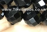 CAA2421 15.5 inches 16mm faceted round black agate beads wholesale