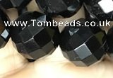 CAA2423 15.5 inches 20mm faceted round black agate beads wholesale