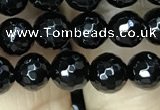 CAA2427 15.5 inches 8mm faceted round black agate beads wholesale