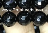 CAA2428 15.5 inches 10mm faceted round black agate beads wholesale