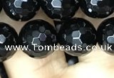 CAA2429 15.5 inches 12mm faceted round black agate beads wholesale