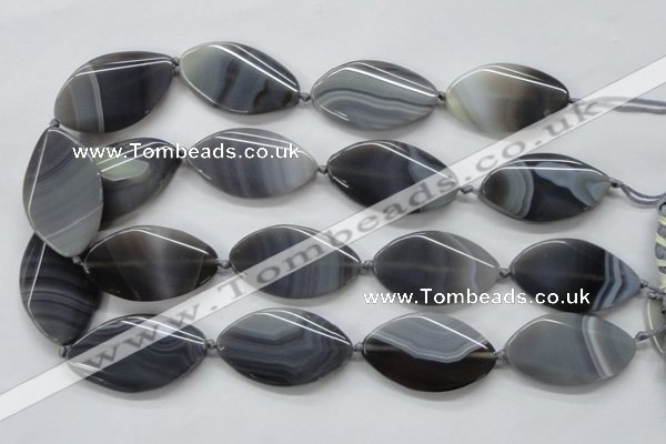 CAA243 15.5 inches 26*43mm twisted marquise grey line agate beads