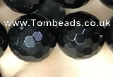 CAA2433 15.5 inches 20mm faceted round black agate beads wholesale