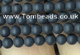 CAA2445 15.5 inches 2mm round matte black agate beads wholesale