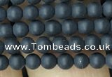 CAA2446 15.5 inches 3mm round matte black agate beads wholesale