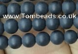 CAA2447 15.5 inches 4mm round matte black agate beads wholesale