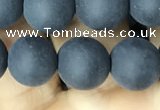 CAA2451 15.5 inches 12mm round matte black agate beads wholesale