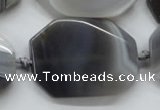CAA246 15.5 inches 30*40mm twisted octagonal grey line agate beads