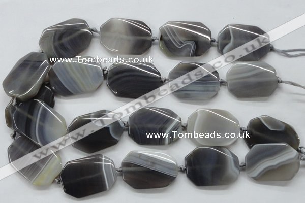 CAA246 15.5 inches 30*40mm twisted octagonal grey line agate beads