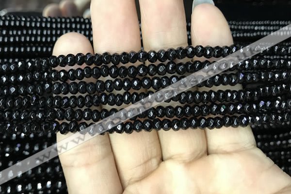 CAA2468 15.5 inches 2*4mm faceted rondelle black agate beads