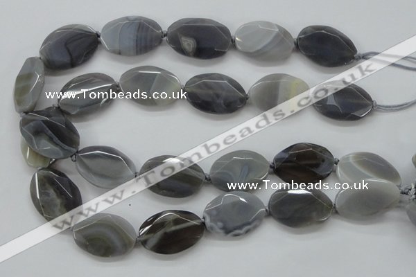 CAA247 15.5 inches 22*32mm faceted oval grey line agate beads