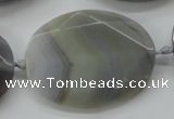 CAA248 15.5 inches 30*40mm faceted oval grey line agate beads