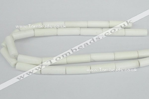 CAA25 15.5 inches 10*30mm cylinder white agate gemstone beads