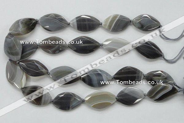 CAA250 15.5 inches 22*30mm faceted marquise grey line agate beads