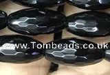 CAA2500 15.5 inches 6*16mm faceted rice black agate beads wholesale