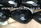 CAA2516 15.5 inches 13*18mm faceted teardrop black agate beads