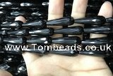 CAA2519 15.5 inches 8*30mm faceted teardrop black agate beads