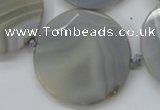 CAA252 15.5 inches 40mm faceted coin grey line agate beads