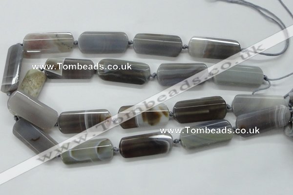 CAA253 15.5 inches 16*30mm faceted rectangle grey line agate beads