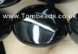 CAA2541 15.5 inches 15*20mm oval black agate beads wholesale