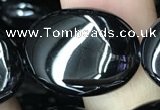 CAA2542 15.5 inches 18*25mm oval black agate beads wholesale