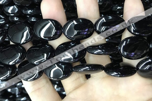 CAA2542 15.5 inches 18*25mm oval black agate beads wholesale