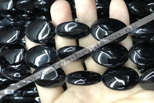 CAA2543 15.5 inches 22*30mm oval black agate beads wholesale