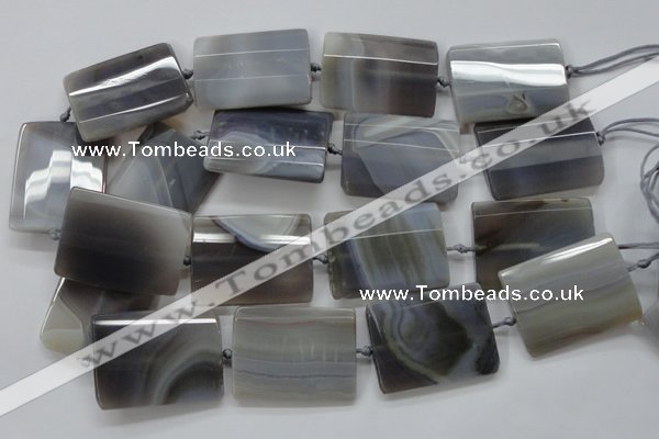 CAA255 15.5 inches 30*40mm faceted rectangle grey line agate beads