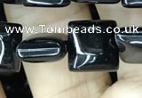 CAA2554 15.5 inches 8*8mm square black agate beads wholesale