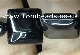 CAA2557 15.5 inches 14*14mm square black agate beads wholesale