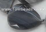 CAA256 15.5 inches 30*40mm faceted teardrop grey line agate beads
