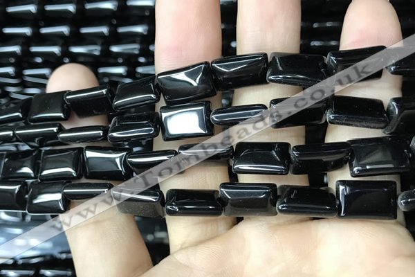 CAA2566 15.5 inches 10*14mm rectangle black agate beads wholesale