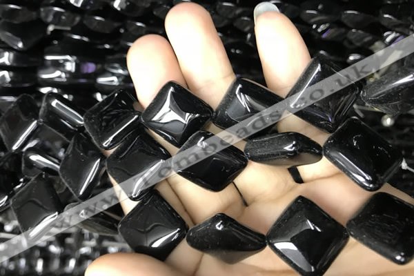 CAA2575 15.5 inches 14*14mm diamond black agate beads wholesale