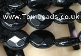 CAA2590 15.5 inches 8*10mm faceted oval black agate beads wholesale