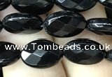 CAA2591 15.5 inches 8*12mm faceted oval black agate beads wholesale