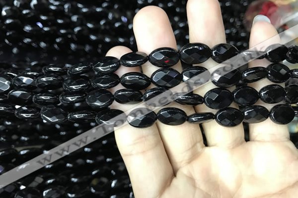 CAA2591 15.5 inches 8*12mm faceted oval black agate beads wholesale