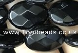 CAA2594 15.5 inches 13*18mm faceted oval black agate beads wholesale