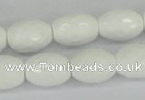 CAA26 15.5 inches 12*16mm faceted rice white agate gemstone beads