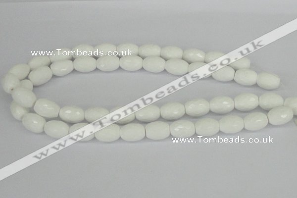 CAA26 15.5 inches 12*16mm faceted rice white agate gemstone beads