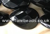 CAA2604 15.5 inches 15*20mm faceted flat teardrop black agate beads