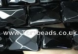 CAA2618 15.5 inches 8*12mm faceted rectangle black agate beads wholesale