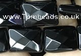 CAA2619 15.5 inches 10*14mm faceted rectangle black agate beads