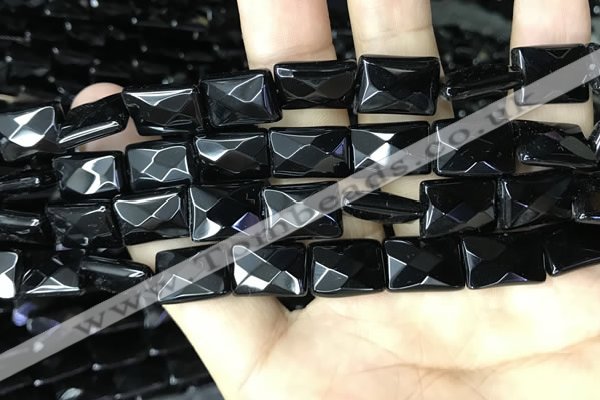 CAA2620 15.5 inches 12*16mm faceted rectangle black agate beads